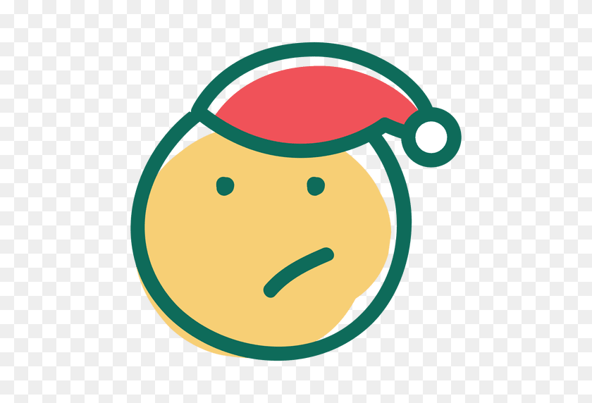 512x512 Small Frown Santa Claus Hat Face Emoticon - Frown PNG