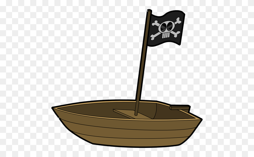 500x460 Small Pirate Boat With A Flag Vector Graphics - Gondola Clipart