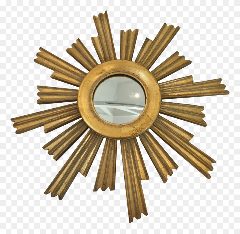 1000x973 Small Vintage Gold Sunburst Mirror Tiffany Farha Design - Sunburst PNG