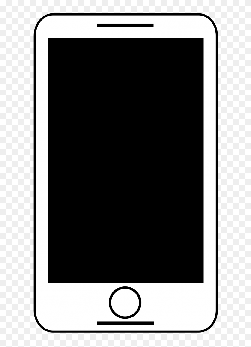 1697x2400 Smart Phone Clip Art Black And White - Cell Phone Clipart Black And White