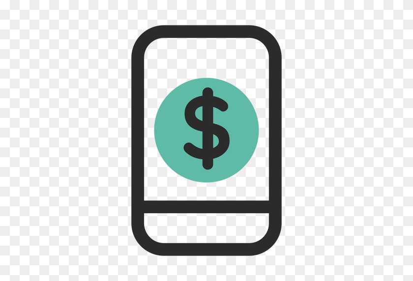 512x512 Smartphone Mobile Banking Icon - 100 Dollar Bill PNG