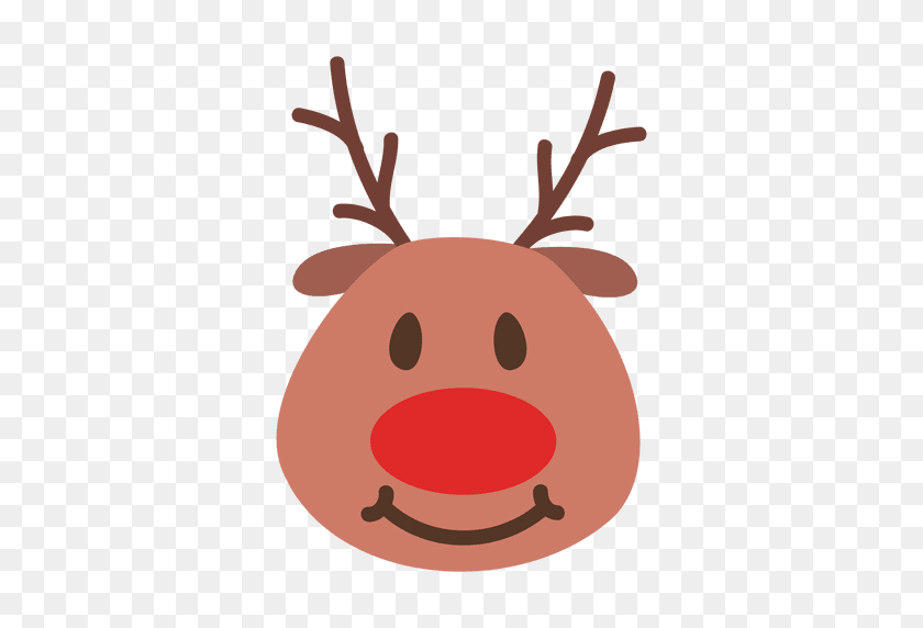 512x512 Smile Reindeer Face Emoticon - Rudolph Nose PNG