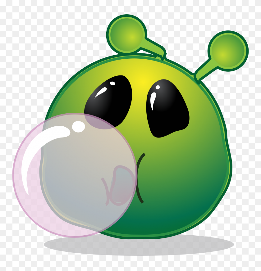 2000x2085 Smiley Green Alien Bubble - Knockout Clipart