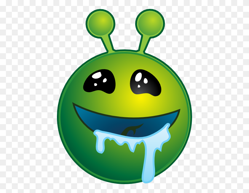 456x593 Smiley Green Alien Drooling No Shadow Clip Art - Drooling Clipart