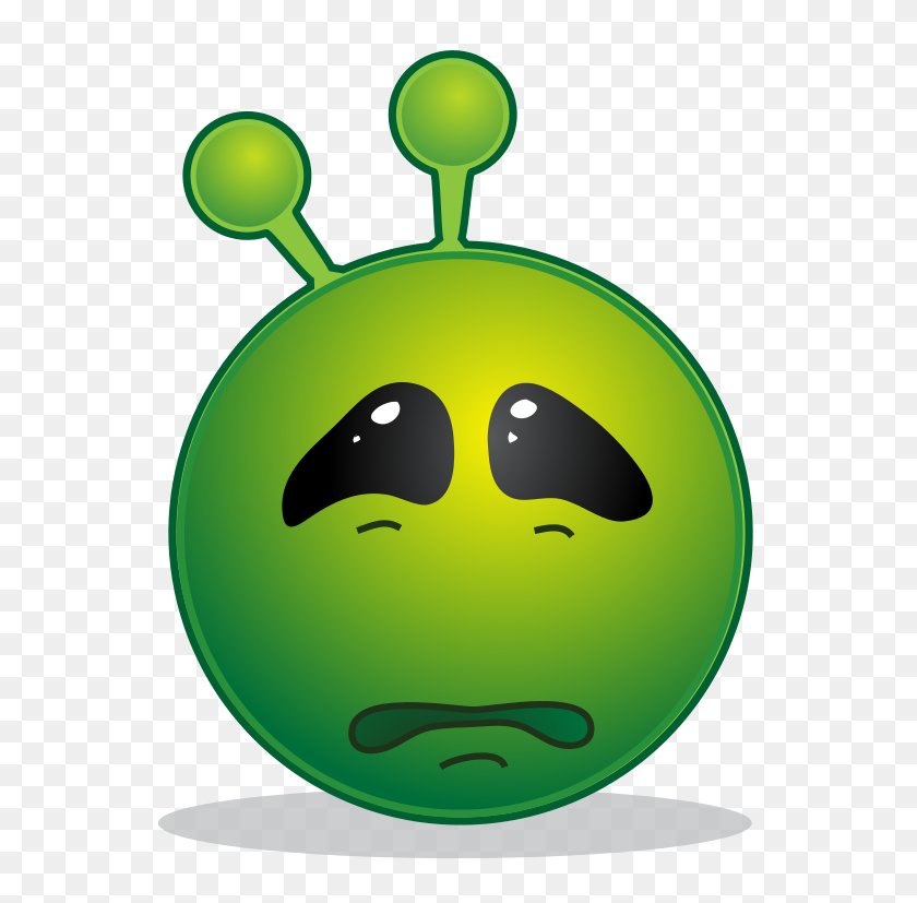 605x767 Smiley Green Alien Sad - Sad Smiley Face Clip Art