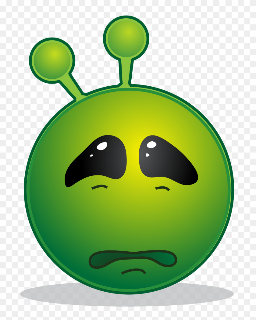 2000x2537 Smiley Green Alien Sad - Decepcionado Clipart