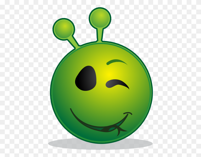 438x595 Smiley Green Alien Wink Clip Art - Wink Clipart