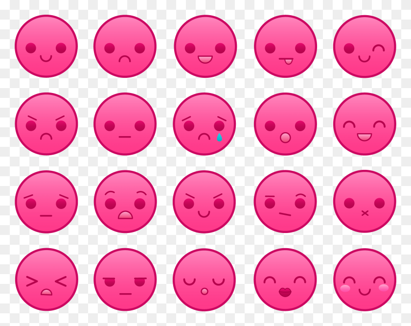 6763x5262 Smileys Clipart Pink - Free Emoticons Clipart