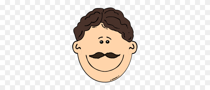 261x299 Smiling Brown Hair Man With Mustache Png, Clip Art For Web - Mustache Clipart