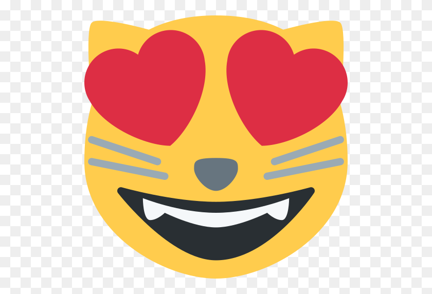 512x512 Cara De Gato Sonriente Con Ojos De Corazón Emoji - Ojos De Corazón Png