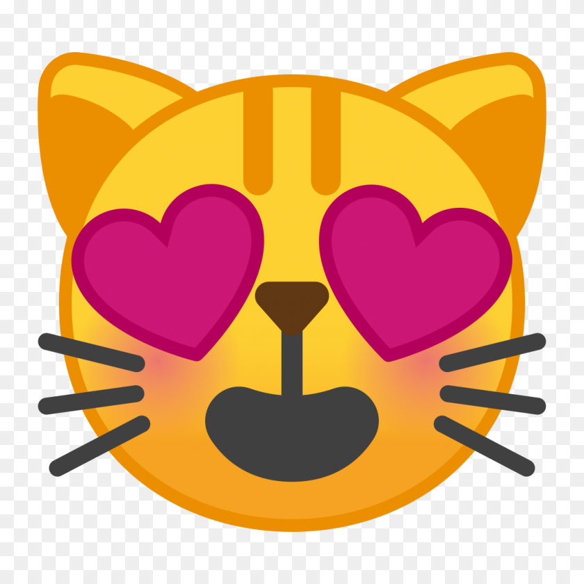 1024x1024 Sonriente Cara De Gato Con Ojos De Corazón Icono Noto Emoji Smileys Iconset - Cara De Gato Png