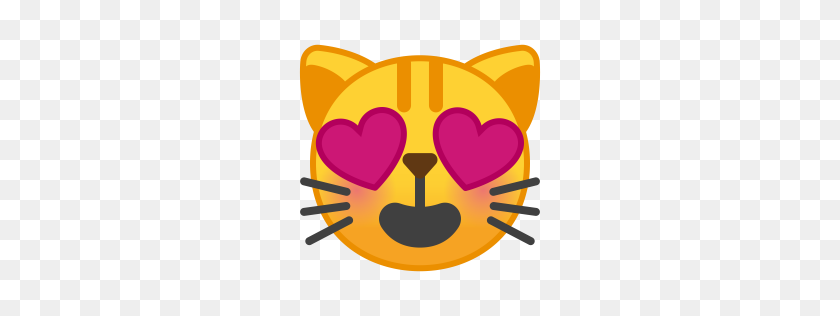 256x256 Sonriente Cara De Gato Con Ojos De Corazón Icono Noto Emoji Smileys Iconset - Ojos De Corazón Emoji Png