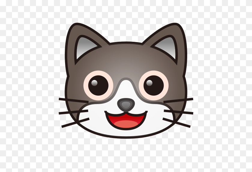 512x512 Smiling Cat Face With Open Mouth Emoji For Facebook, Email Sms - Cat Emoji PNG