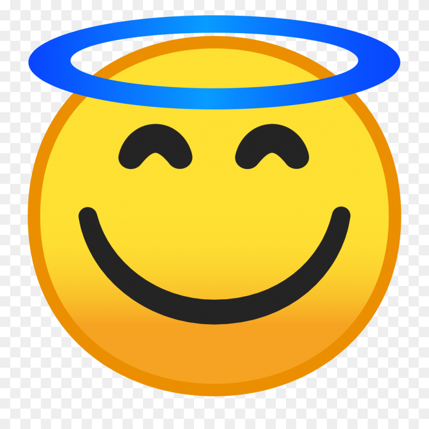 1024x1024 Cara Sonriente Con El Icono De Halo Noto Emoji Smileys Iconset De Google - Halo Png