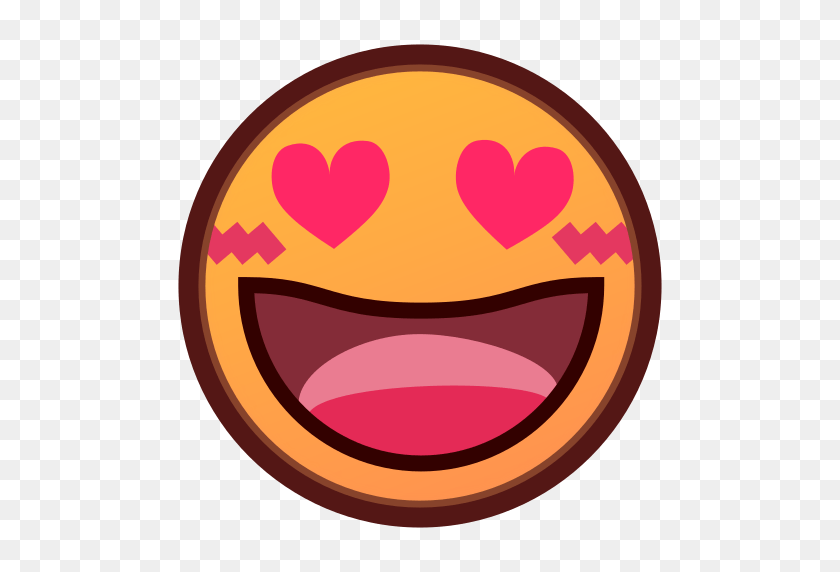 512x512 Cara Sonriente Con Ojos En Forma De Corazón Emoji Para Facebook, Correo Electrónico - Corazón Ojo Emoji Png