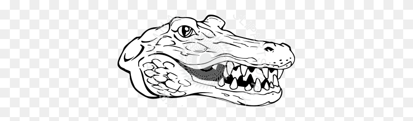 361x188 Улыбающаяся Голова Аллигатора - Черно-Белый Клипарт Gator