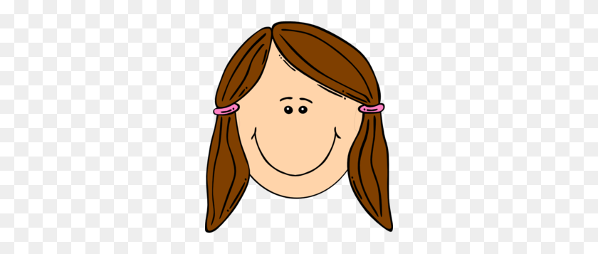 264x297 Smiling Girl With Brown Ponytails Clip Art - Ponytail PNG