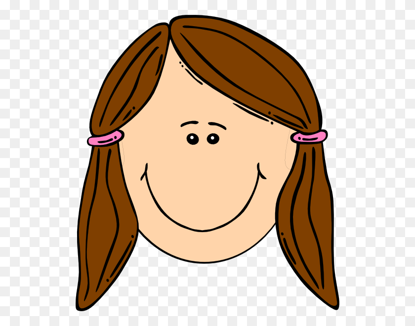 534x600 Smiling Girl With Brown Ponytails Clip Art - Smile Clipart PNG