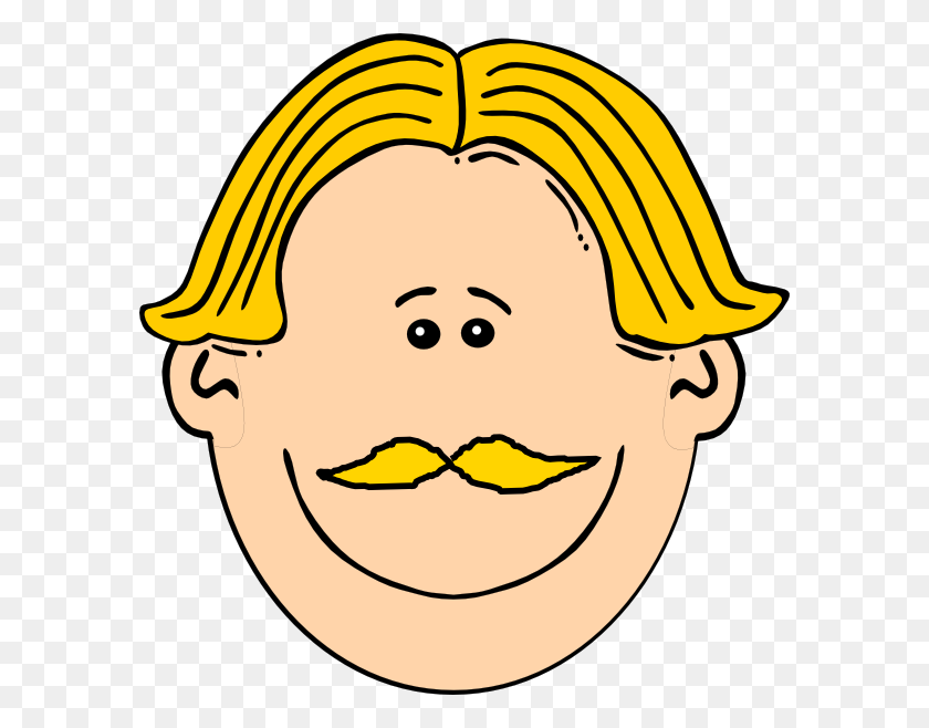 588x598 Smiling Man With Blond Hair And Mustache Png, Clip Art For Web - Black Mustache Clipart