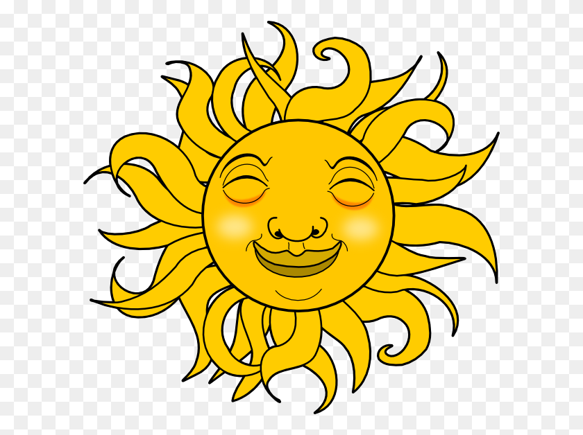 600x568 Smiling Sun Png, Clip Art For Web - Smile Clipart Black And White