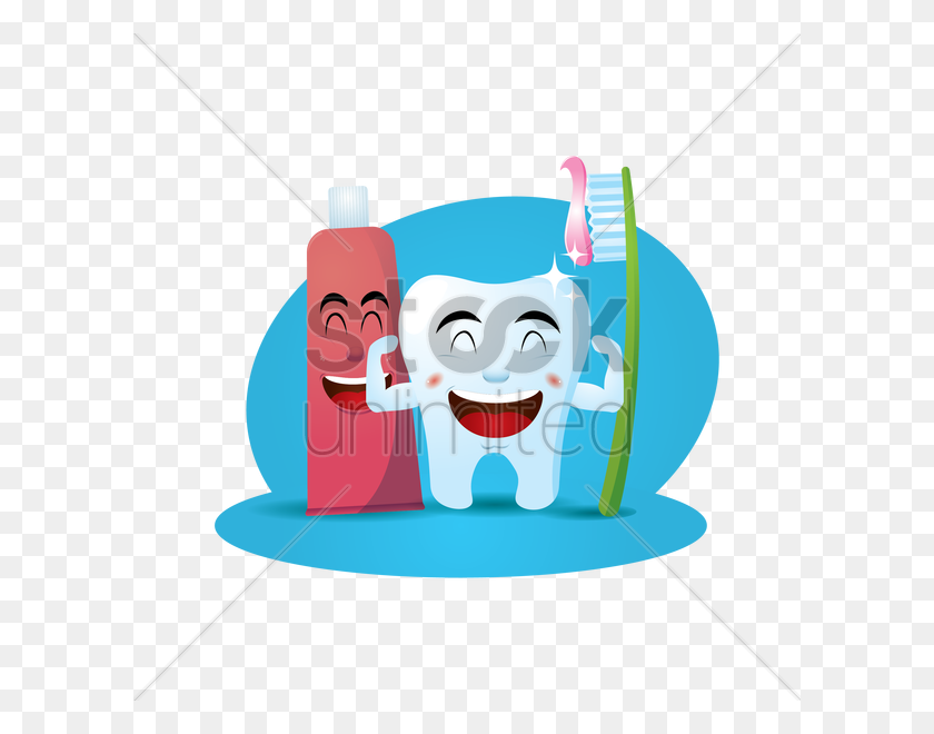 600x600 Smiling Toothpaste And Toothbrush With Tooth Concept Vector Image - Toothpaste And Toothbrush Clipart