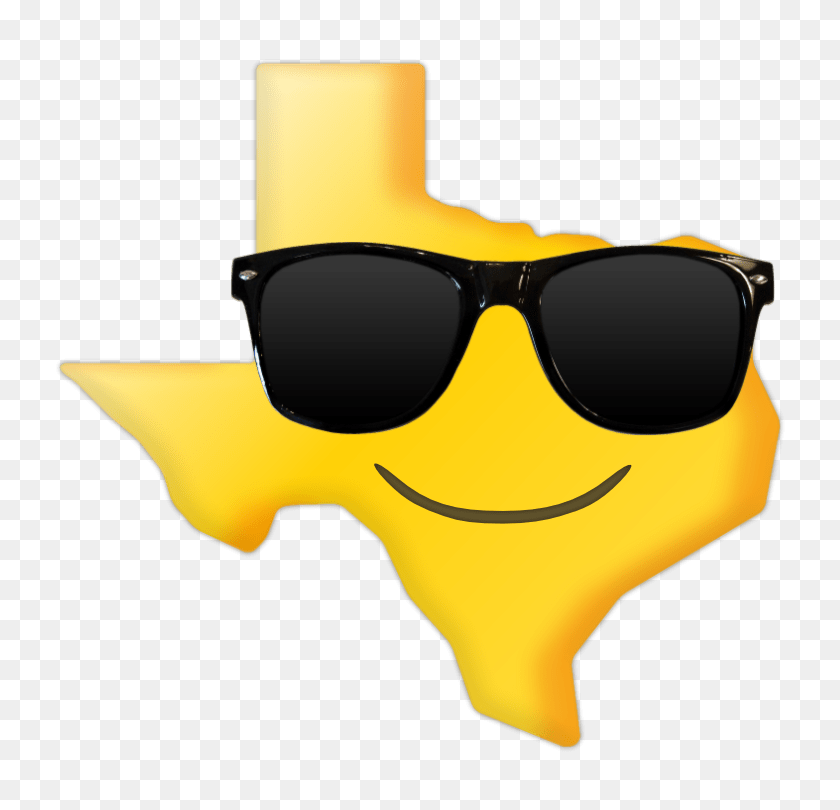 750x750 Sonriendo Con Sombras De Texas Emoji De La Etiqueta Engomada De Texas Emoji - Gafas Emoji Png