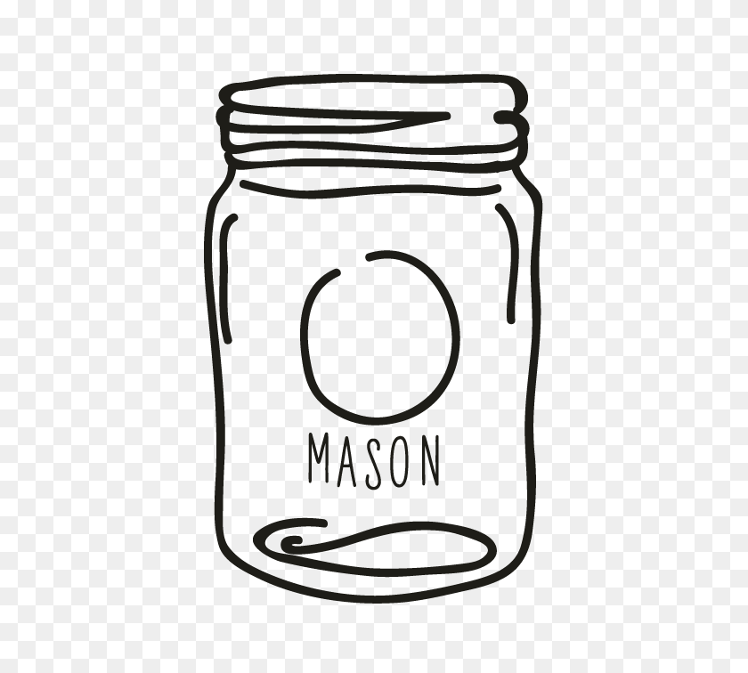 696x696 Мотив Smock Mason Jar - Черно-Белый Клипарт Mason Jar