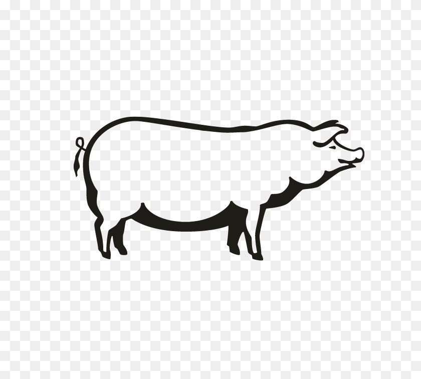 696x696 Smock Pig Motif - Черно-Белый Клипарт Свинья