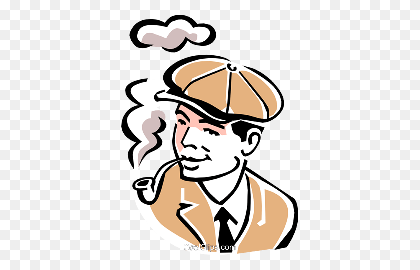 354x480 Smoking A Pipe Royalty Free Vector Clip Art Illustration - Smoking Pipe Clipart