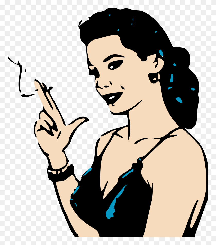 2092x2400 Fumar Retro Mujer Iconos Png - Mujer Png