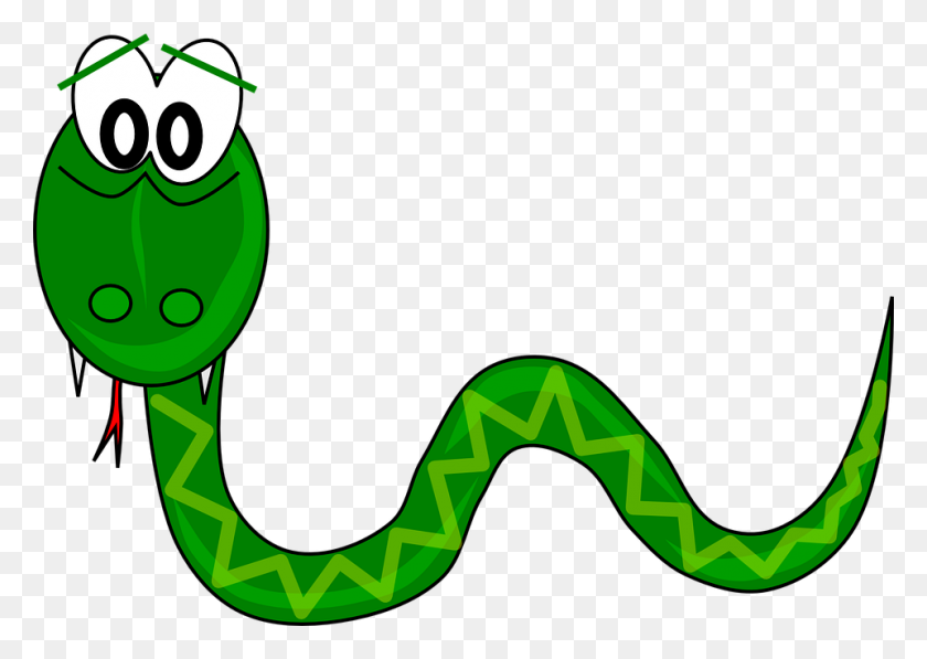 960x661 Гладкая Зеленая Змея Клипарт Смешные - Гремучая Змея Png
