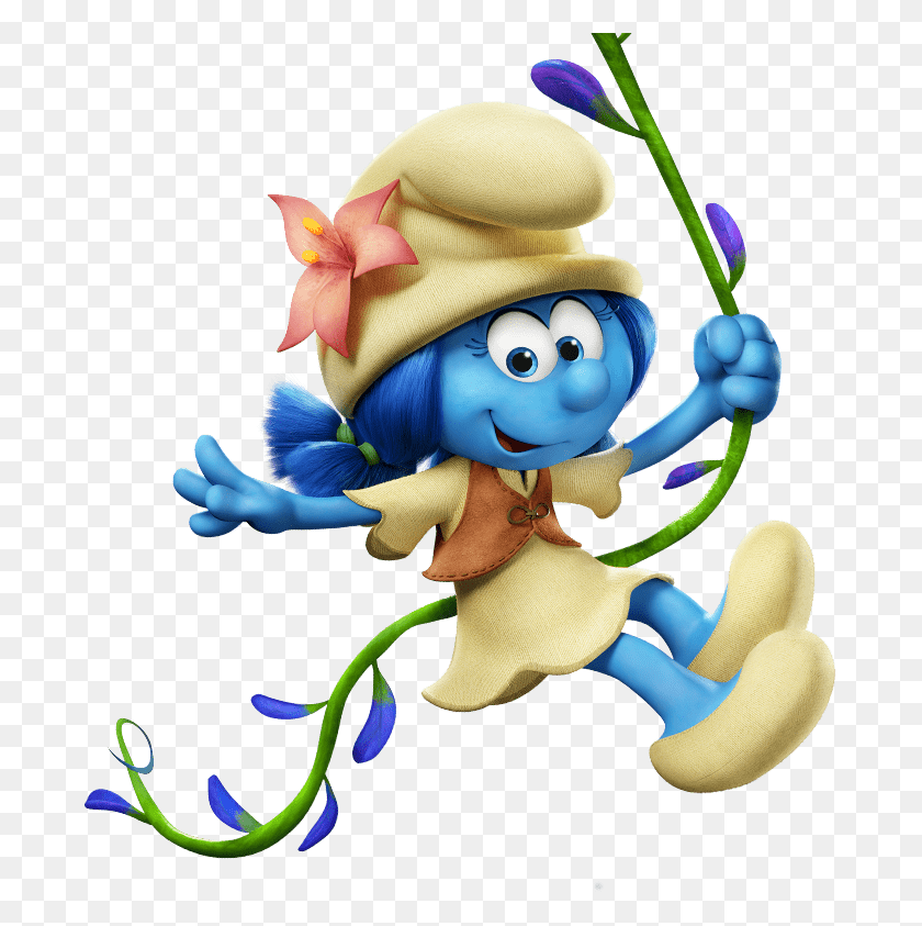 685x783 Smurf Lily Flying On Liana Transparent Png - Smurf Clipart