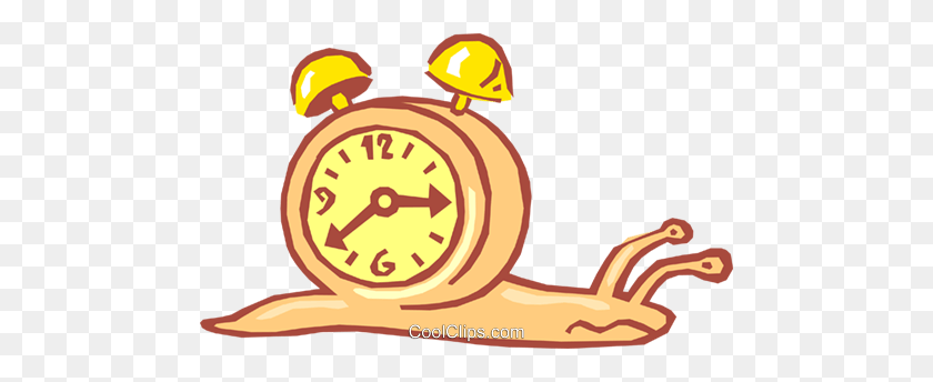 480x284 Snail With Alarm Clock On Back Royalty Free Vector Clip Art - Alarm Clipart