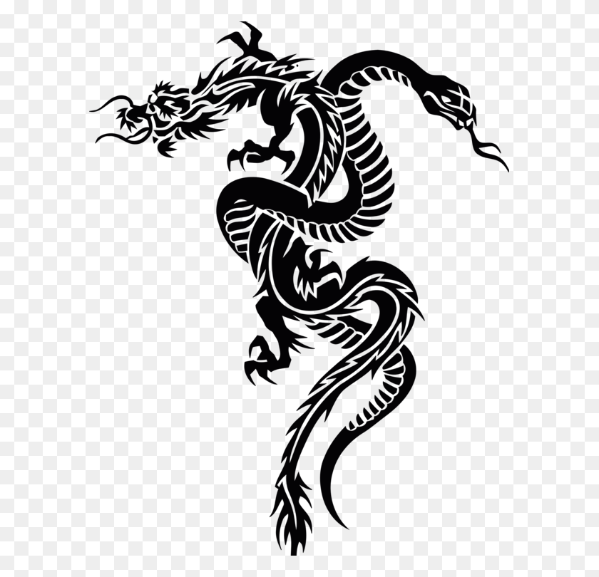 589x750 Snake Chinese Dragon Serpent Tattoo - Snake Clipart PNG