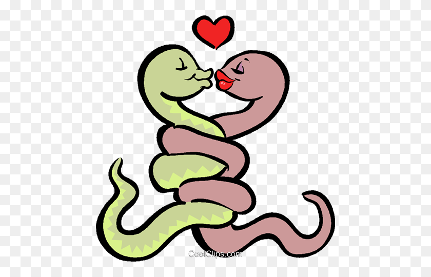 466x480 Snakes In Love Royalty Free Vector Clip Art Illustration - Snake Clipart Transparent