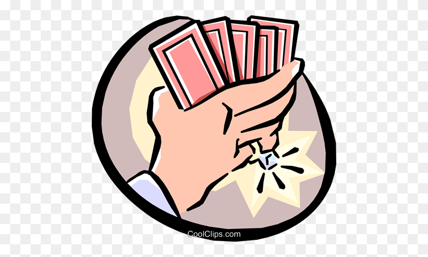 480x445 Snap Hands Holding Playing Cards Royalty Free Vector Clip Art - Deck Of Cards Clipart
