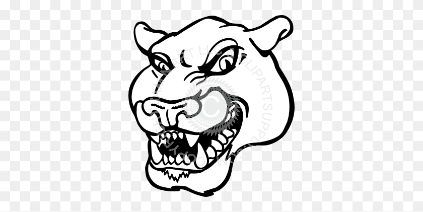 330x361 Snarling Panther Head - Panther Face Clipart