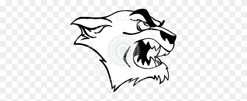 361x286 Snarling Panther Head Facing Right - Panther Clipart Black And White