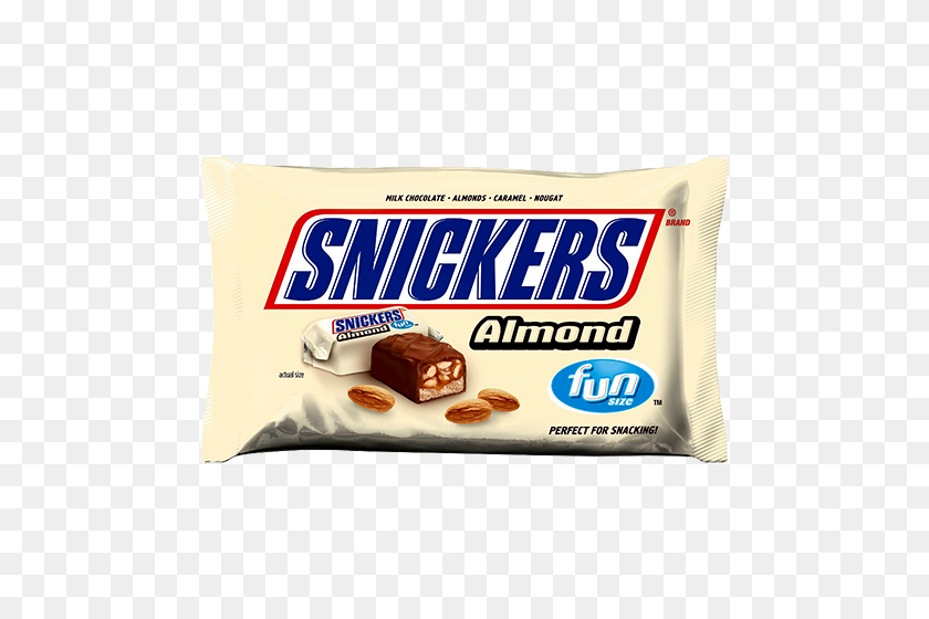 500x500 Snickers Almond Fun Size Candy Bars - Almonds PNG