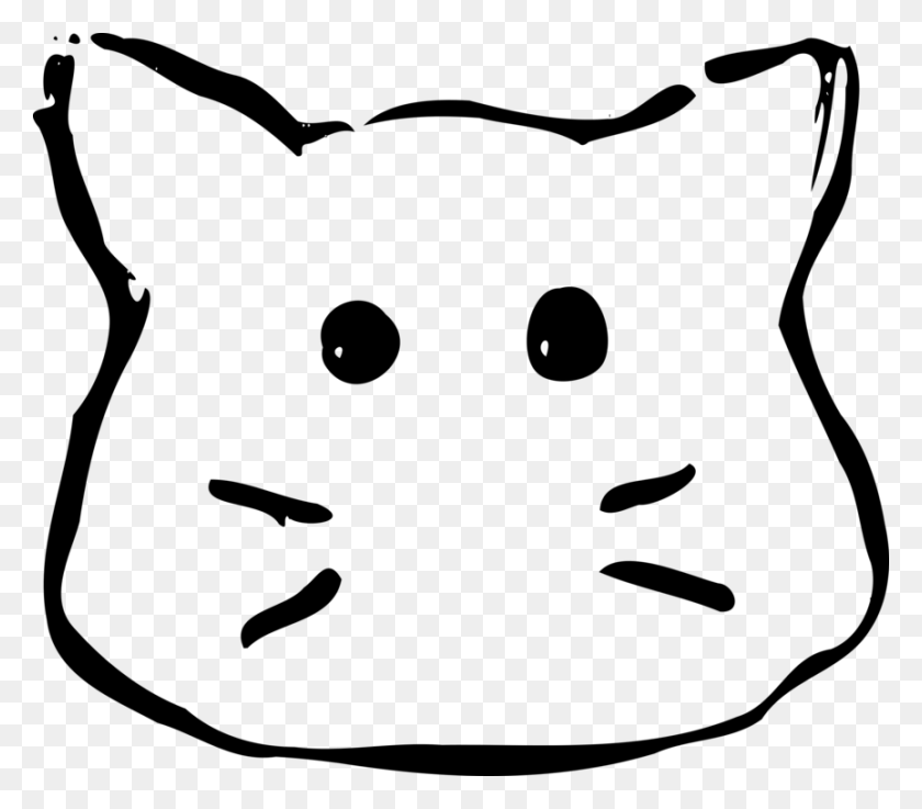 864x750 Морда Рисунок Кошка Линии Искусство Бумаги - Скрепка Клипарт Черный И Белый
