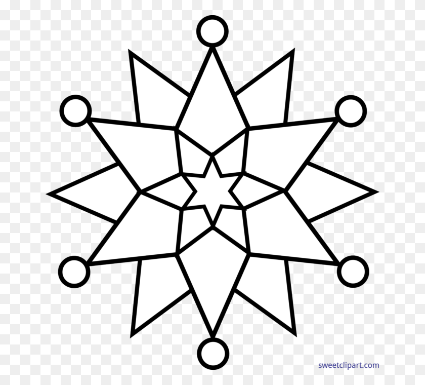 660x700 Snowflake Lineart Clip Art - Snowflake Black And White Clipart