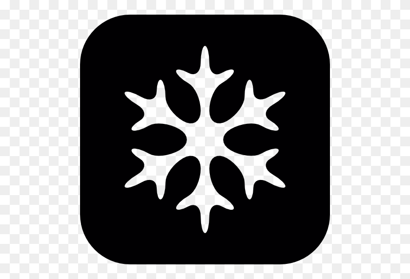 512x512 Snowflake Winter Shape In Black And White - White Snowflake PNG