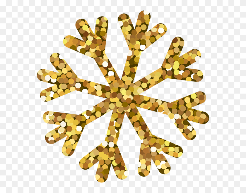 600x600 Snowflakes Gold Png Clip Art - Snow Border Clip Art