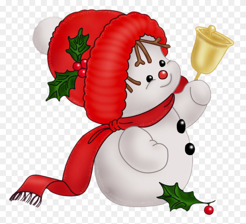 972x878 Snowman Christmas Clipart - Holly Clipart PNG