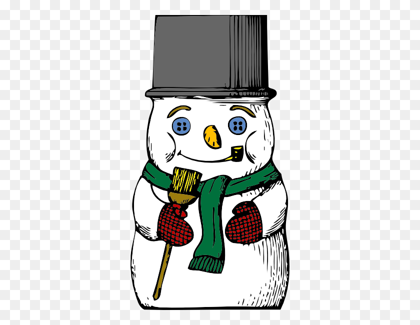 318x590 Snowman Clip Art Free Vector - Snowman Face Clipart