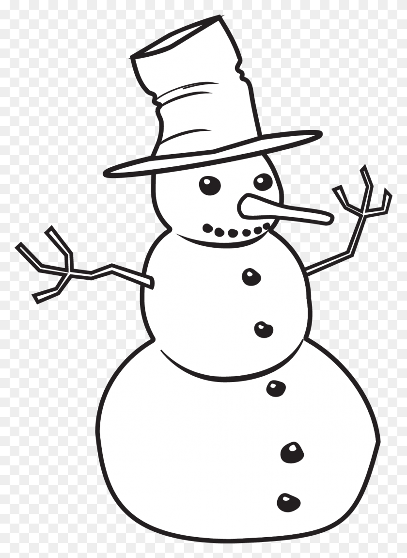 1075x1504 Snowman Clipart Black And White - Winter Clipart Black And White