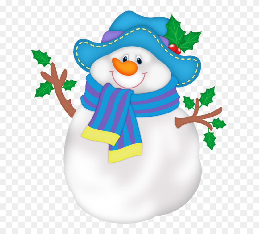 647x699 Snowman Png With Blue - Snowman Clipart PNG