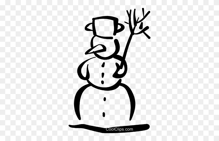 314x480 Snowman Royalty Free Vector Clip Art Illustration - Snowman Clipart Black And White