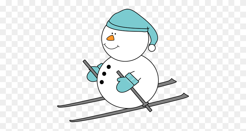 450x387 Snowman Skiing Cliparts - Downhill Skier Clipart