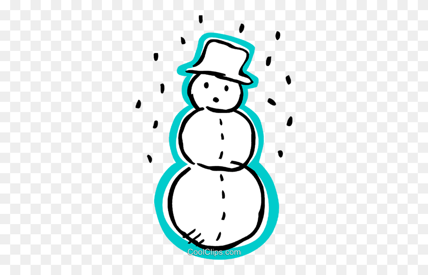 308x480 Snowman Wearing A Hat With Snow Falling Royalty Free Vector Clip - Snow Clipart Free